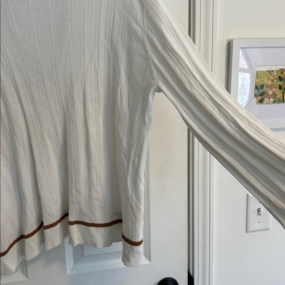 NWOT SABO Adair Oversized White Knit Polo with Tan Tipping size S - Picture 16 of 16